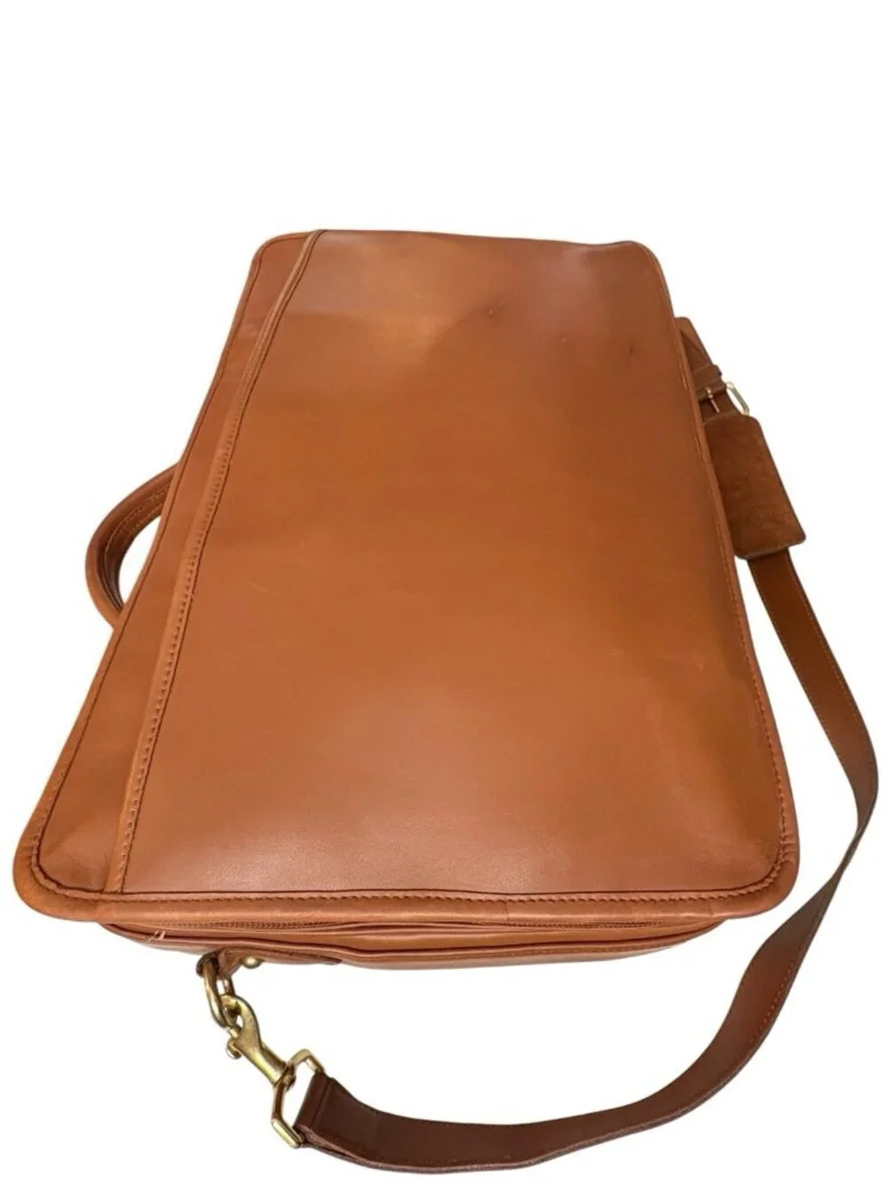 Coach Vintage 90s Double Zip Organizer Business Briefcase #675-0537 Leather Tan